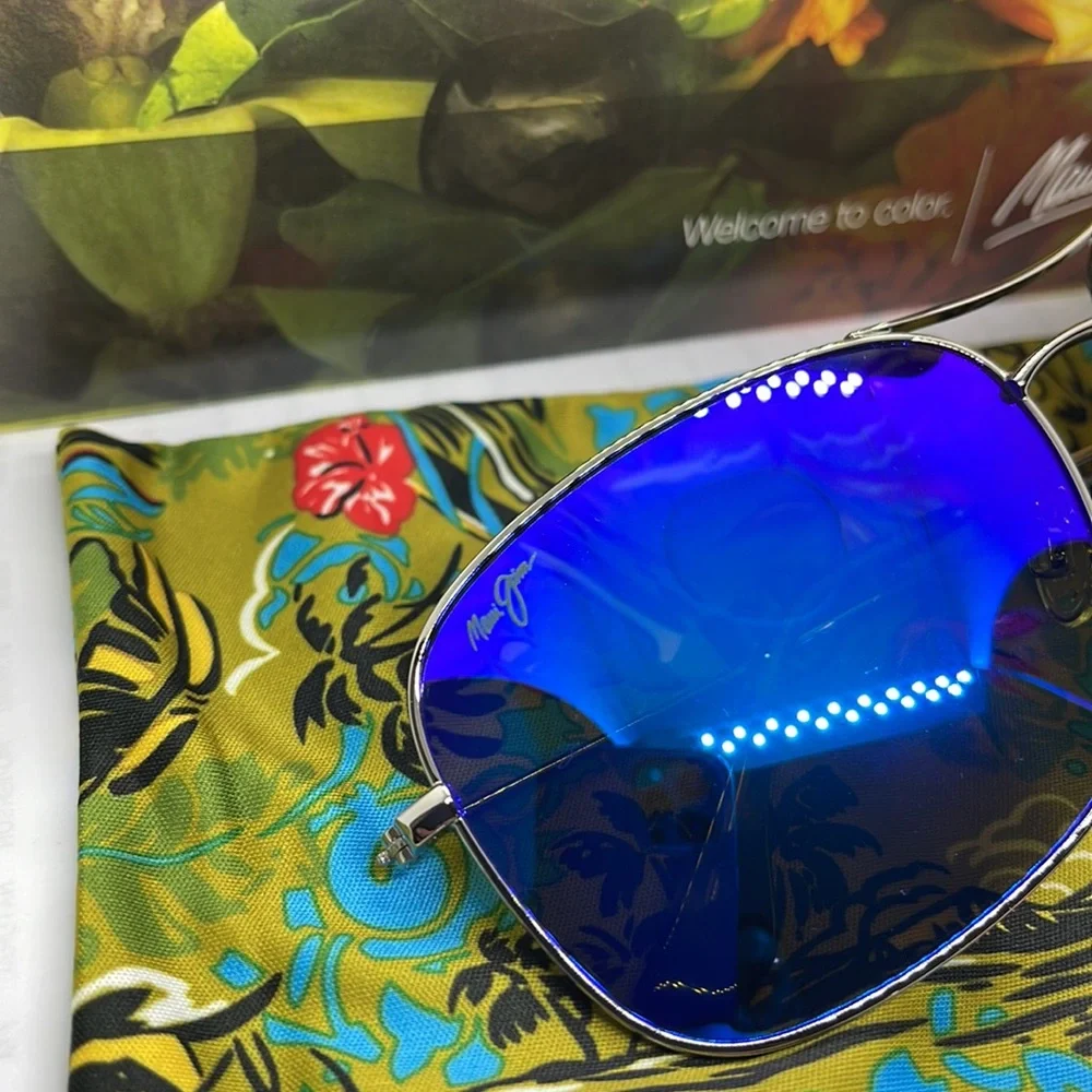 Brand New Maui Jim Polarized Pilot double bridge MJ773 Silver with Blue Mirror - Picture 7 of 9